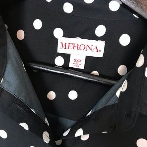 Merona Tops - Merona Navy White Polka Dot Button Down Blouse S Merona Tops - Merona Navy White Polka Dot Button Down Blouse S